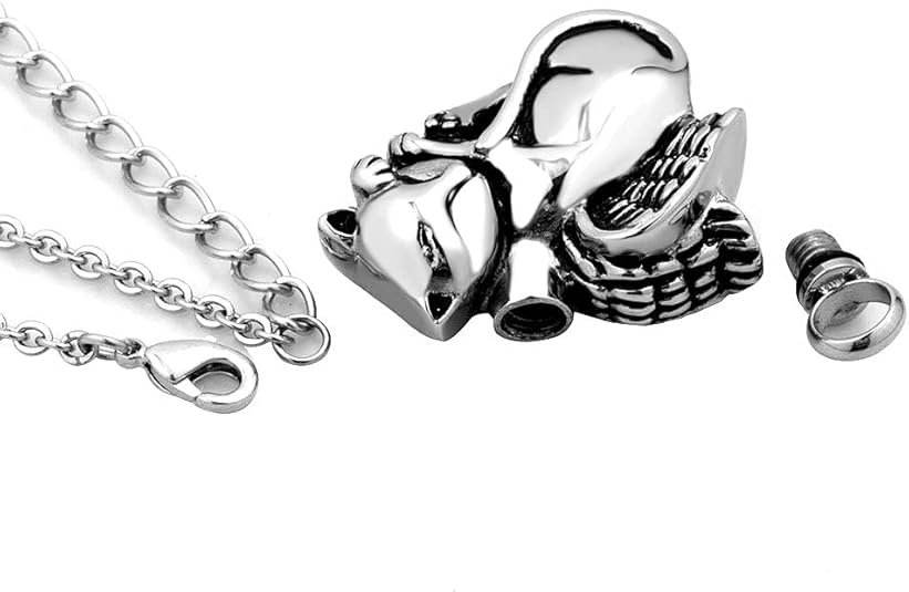 Cute Angel Cat Pet Urn Necklace for Ashes Cremation Jewelry Memorial Animal Stainless Steel Pendant Ashes Holder Keepsakes Jewelry - Image 8