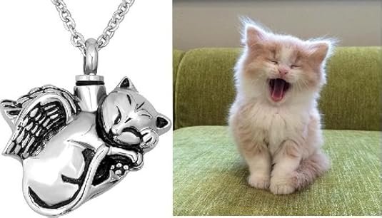 Cute Angel Cat Pet Urn Necklace for Ashes Cremation Jewelry Memorial Animal Stainless Steel Pendant Ashes Holder Keepsakes Jewelry - Image 5