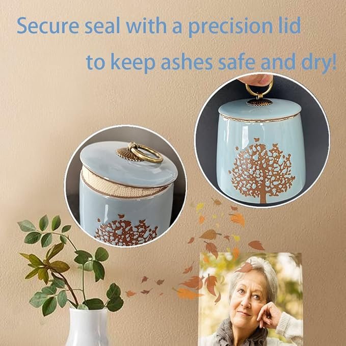 Small Cremation Urns for Human Ashes Adult Male Female - Tree of Life Blue Decorative Urns Mini Pet Urn for Dogs Cats Ashes Keepsake Memorial Box Funeral Set Burial Urns for Cremated Remains Ash Vial - Image 4