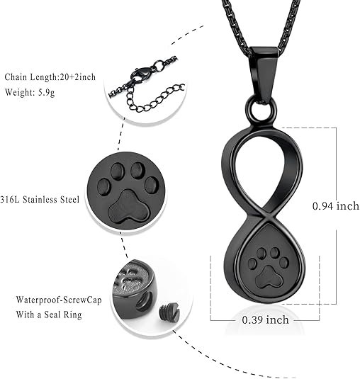 Infinity Love Pet Cremation Jewelry for Ashes of Dog/Cat Funeral Keepsake Urn Necklace Pendant Memorial Jewellery - Image 6
