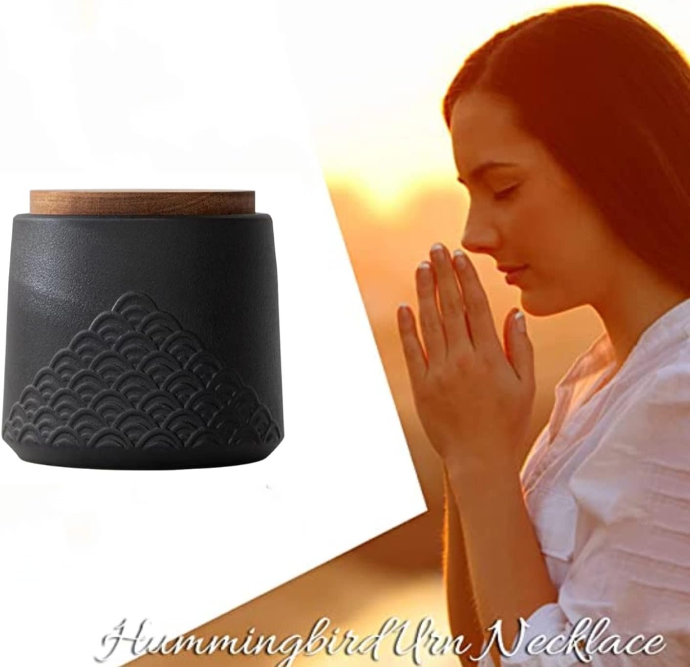 Black Small urn Ashes Keepsake - Decorative Ceramic Small urn for Human Ashes, Adult Funeral Memorial Tiny urn, Sea Wave pet urn-Qnty 1 - Image 3