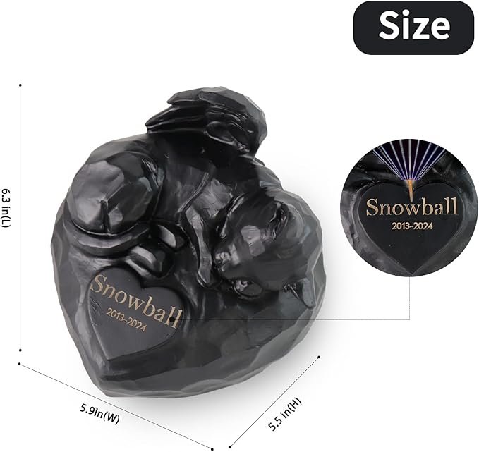 Generic Black Angel Cat Shape Urns for Ashes - Personalized Memorial Cat Ashes Urn with Engraving Your Pet's Name,Date,Sympathy Urn for Loss of Pet Cat - Image 2