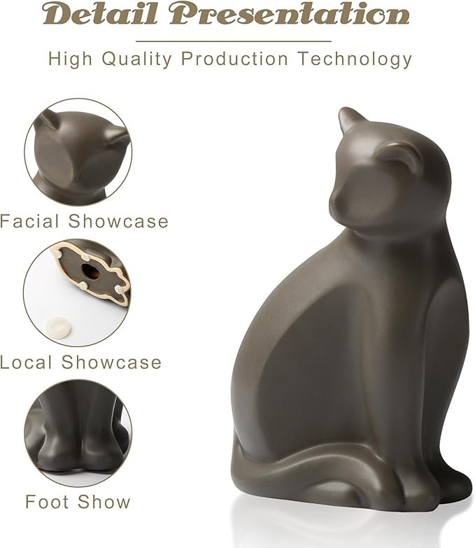 Pet Urns for Cats, Elegant Ceramics Cremation Keepsake for Pet Ashe, Gray Memorial Funeral Caskets with Seal Kit as Gifts for Friends Who Lost Kittens (10lbs) - Image 3