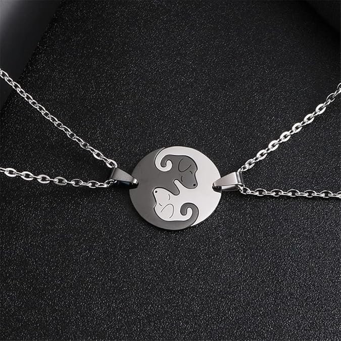 Dog Puppy Pendant Necklace Matching Animal Pet Yin Yang Puzzle Necklace for Women Men Long Distance Love Couple Friendship Necklace Jewelry 2Pcs Set - Image 5