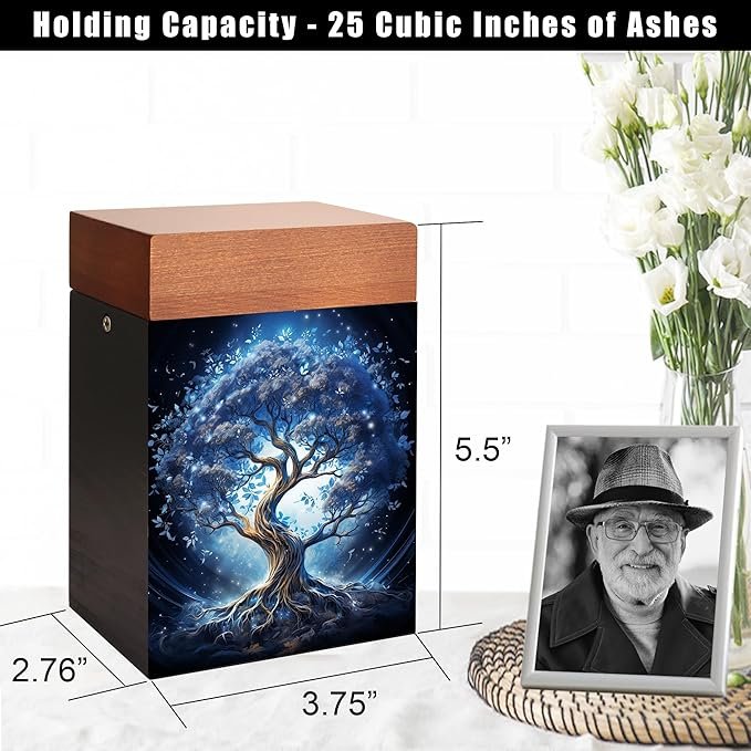 Small Urns for Ashes Keepsake, Wooden Small Cremation Urns for Male or Female Child, Pets Cat Dog, Mini Cremation Urn for Sharing Ashes,Hold 25 Cubic Inches Remains - Image 7