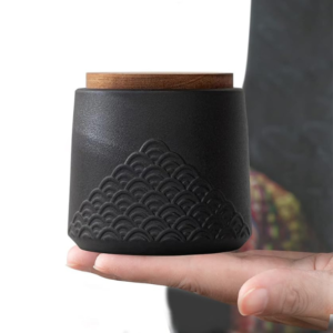 Black Small urn Ashes Keepsake - Decorative Ceramic Small urn ​for Human Ashes， Adult Funeral Memorial Tiny urn, Sea Wave pet urn-Qnty 1